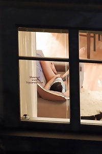 through the window